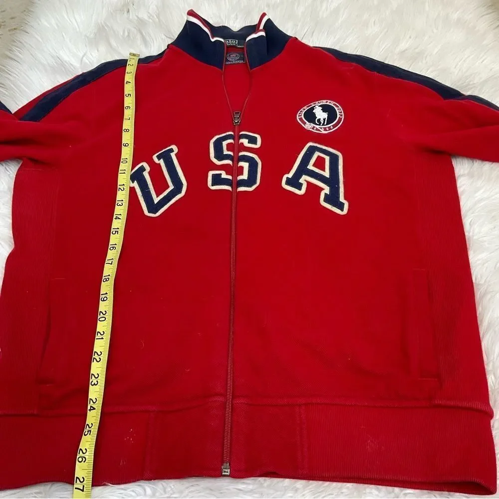 Polo by Ralph Lauren 2012 USA Olympic Team Full Zip Red Sweater Men's Size Large - Picture 15 of 15